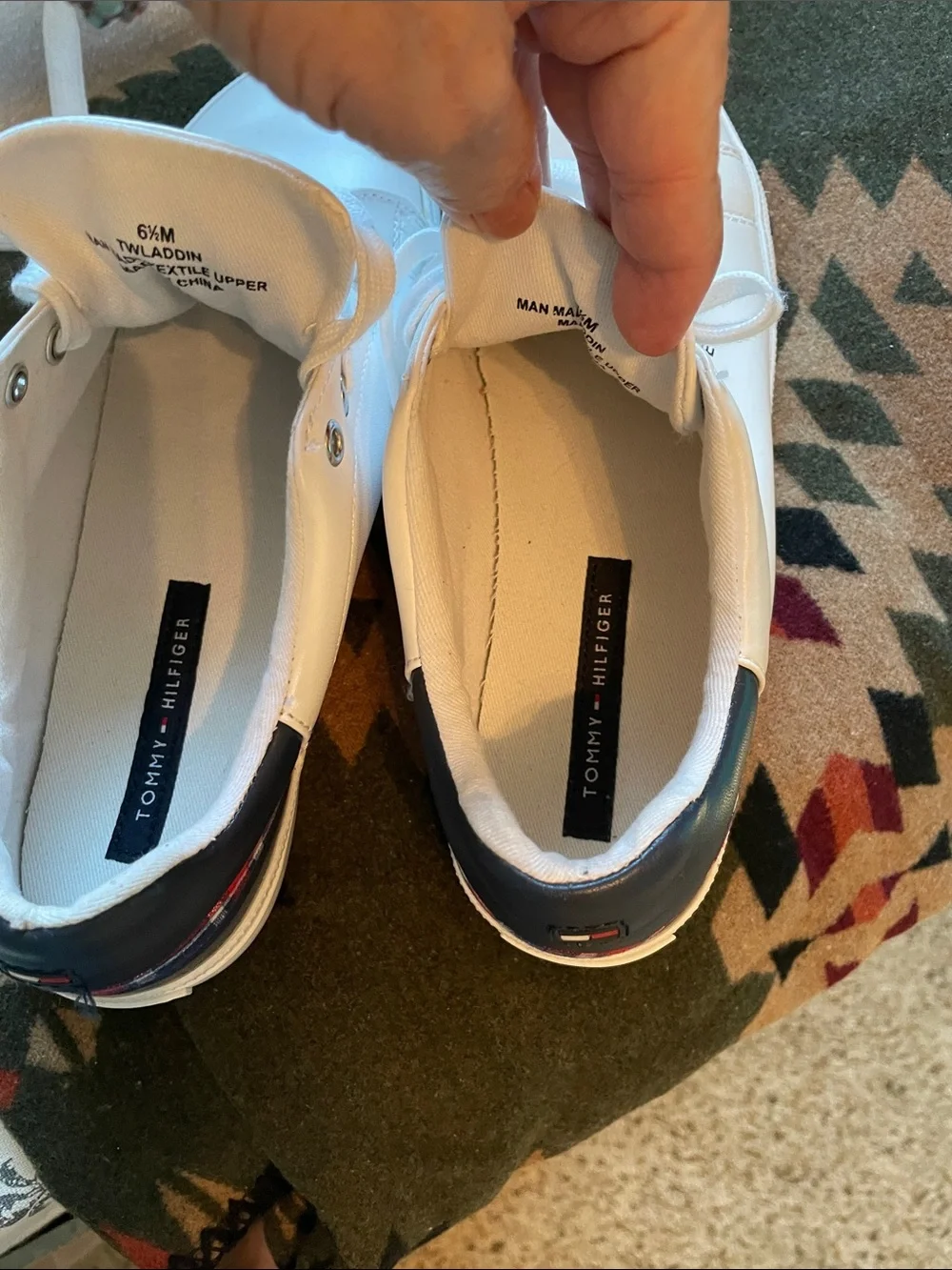 Tommy Hilfiger White Lace-Up Sneakers with Navy & Red Accents